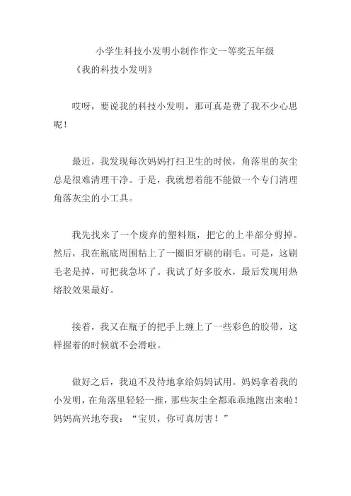 小学生科技小发明小制作作文一等奖五年级