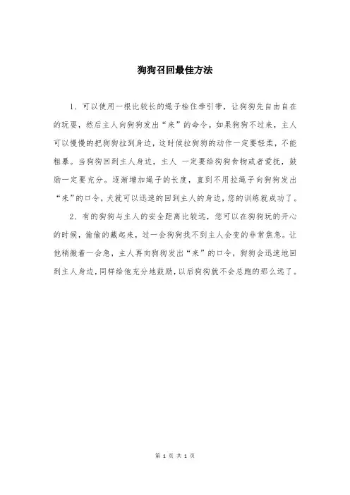 狗狗召回最佳方法