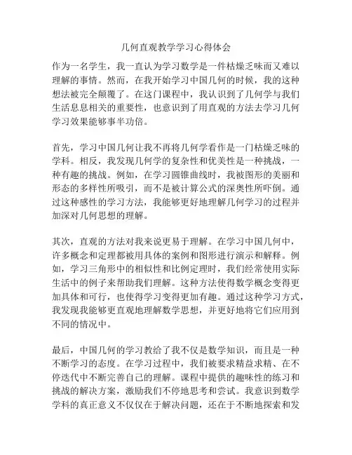 几何直观教学学习心得体会