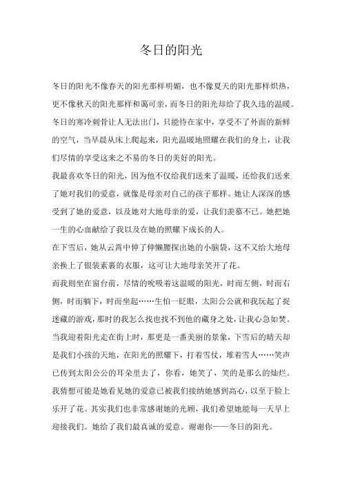 初一散文冬日的阳光
