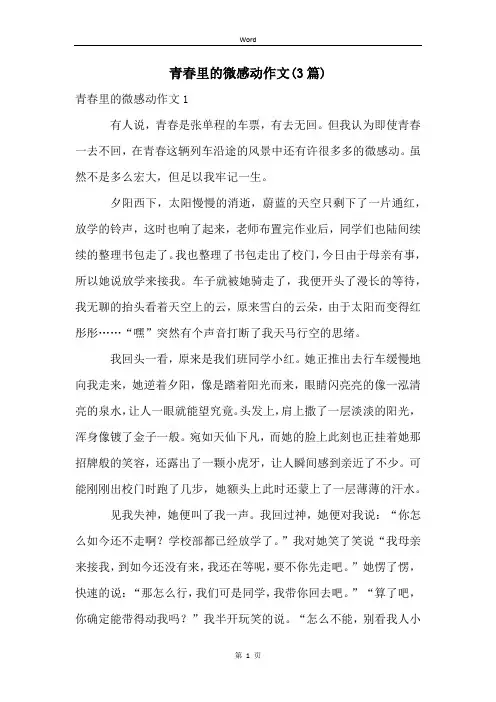 青春里的微感动作文(3篇)