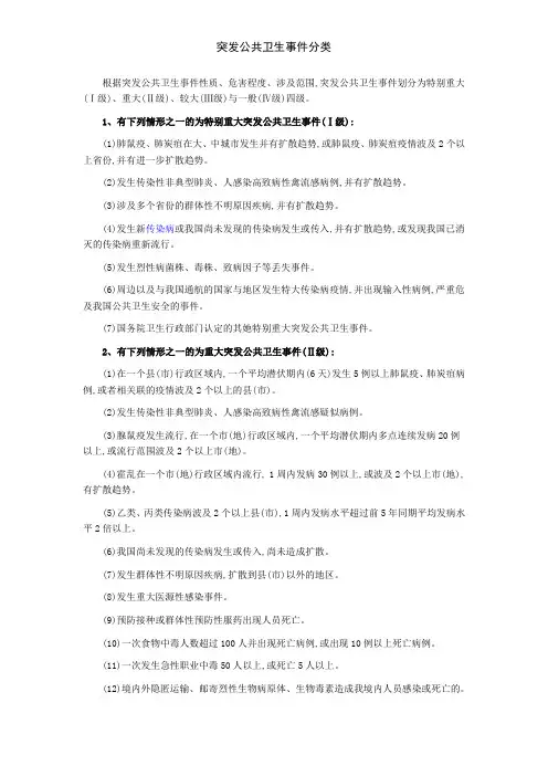突发公共卫生事件分类