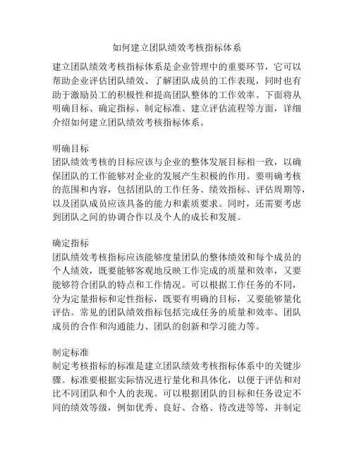 如何建立团队绩效考核指标体系