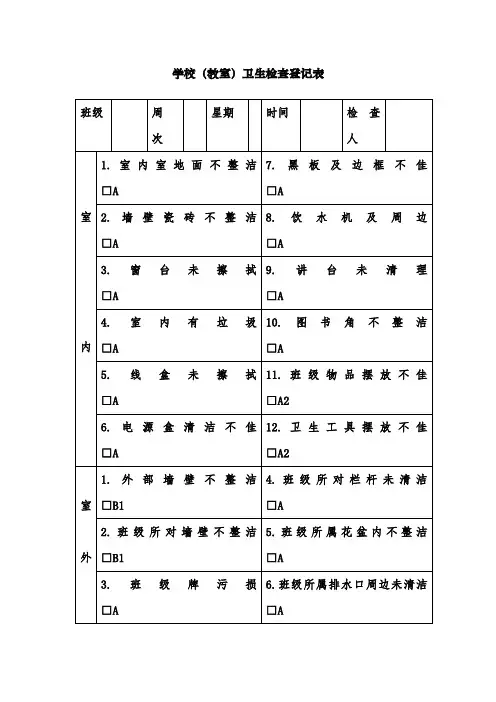 学校卫生检查登记表