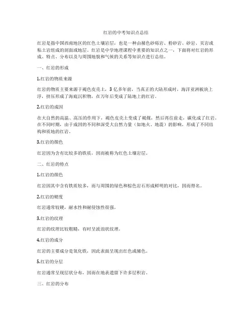 红岩的中考知识点总结