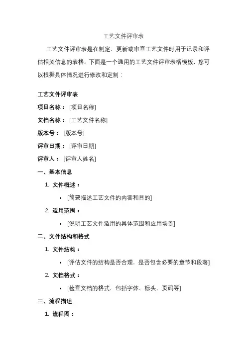 工艺文件评审表