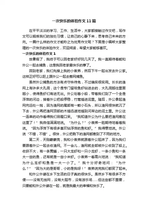 一次快乐的体验作文11篇