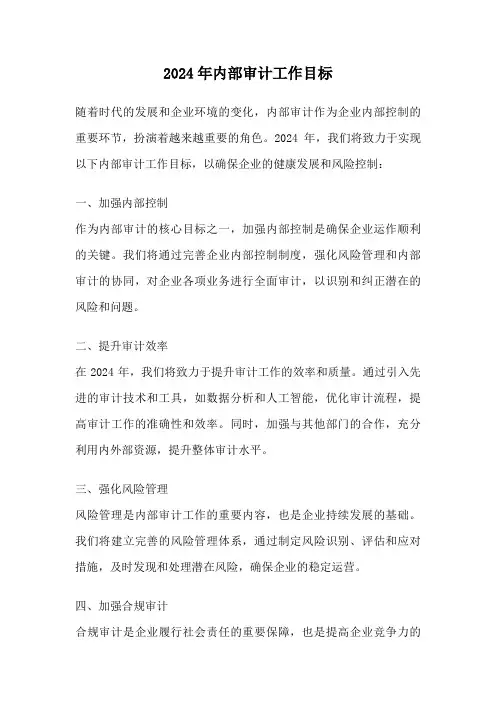 2024年内部审计工作目标