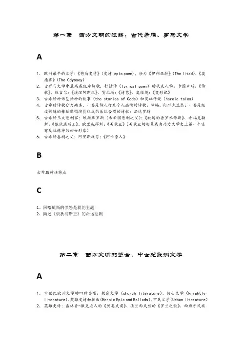世界文学复习资料