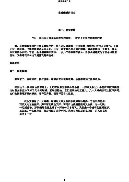 观察蝴蝶日记