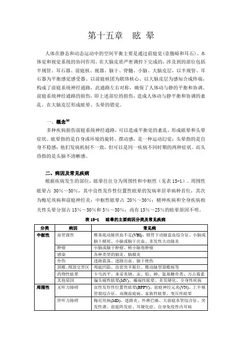 眩晕的诊治