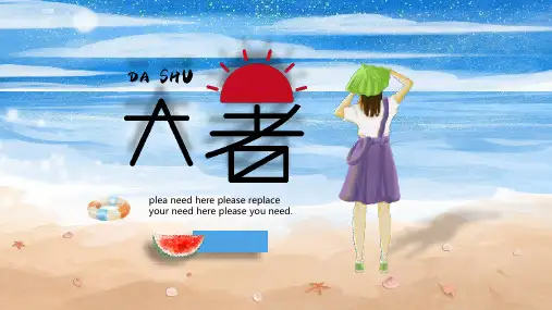小清新大暑节气PPT模板