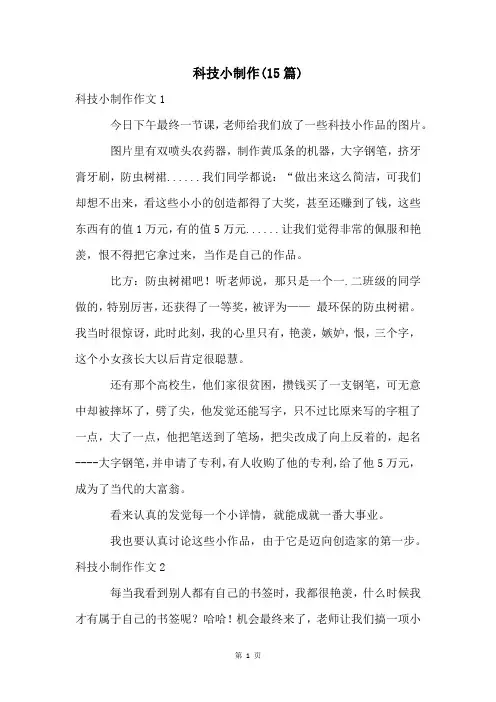 科技小制作(15篇)