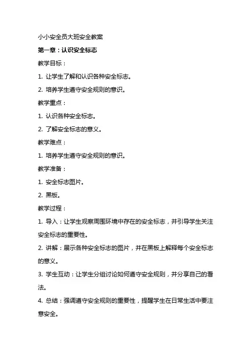 小小安全员大班安全教案