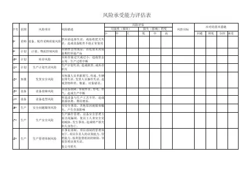 风险承受能力评估表