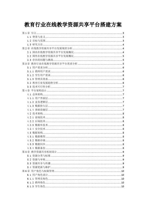 教育行业在线教学资源共享平台搭建方案