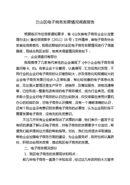 兰山区电子商务发展情况调查报告