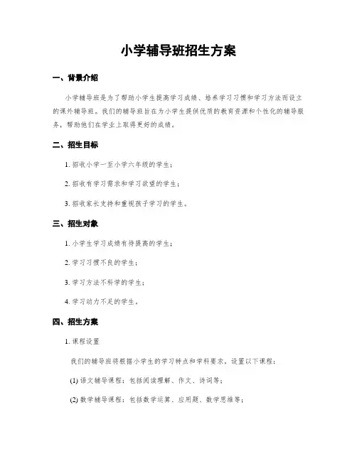 小学辅导班招生方案