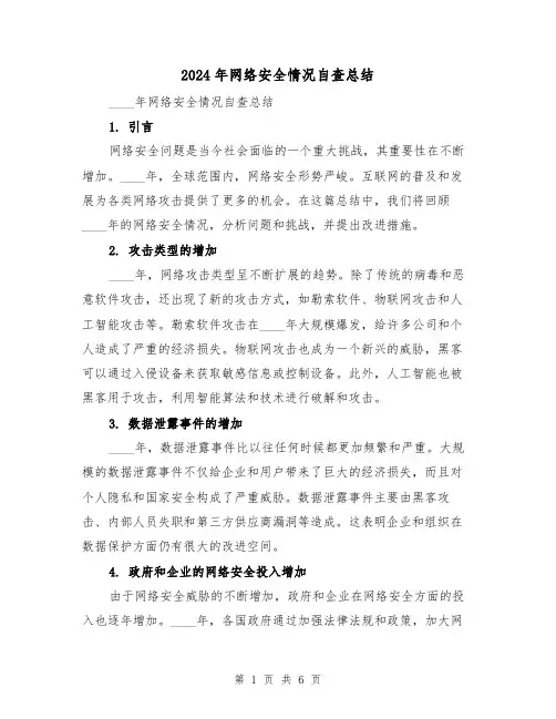 2024年网络安全情况自查总结（2篇）