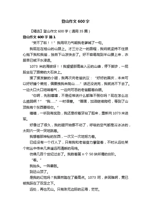 【精选】登山作文600字（通用35篇）