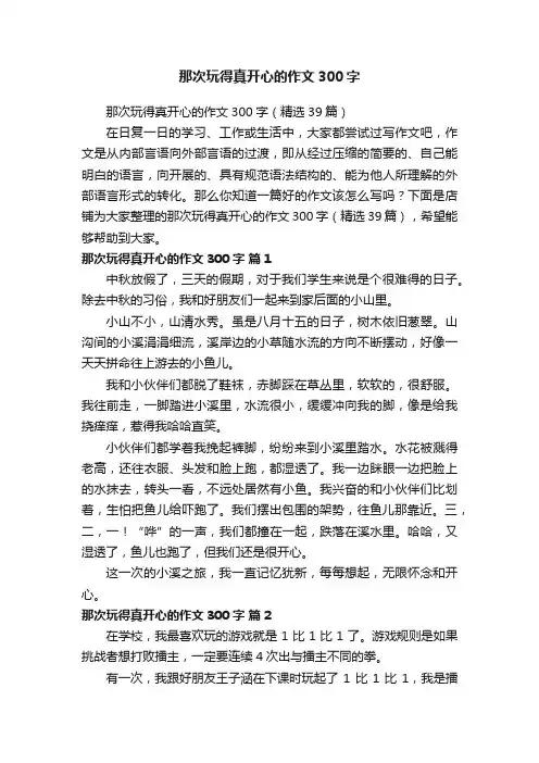 那次玩得真开心的作文300字