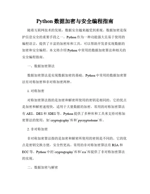 Python数据加密与安全编程指南