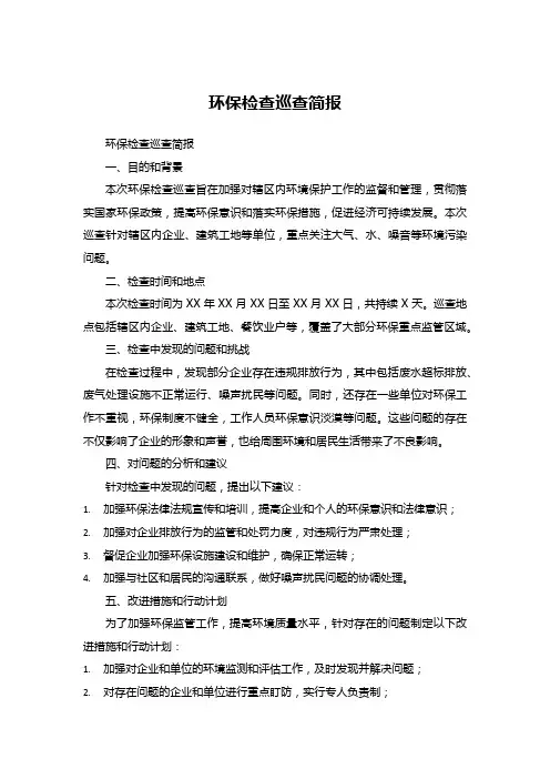 环保检查巡查简报范文