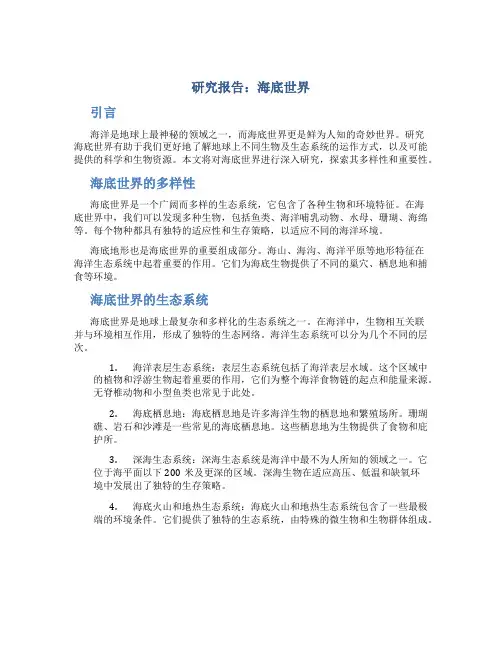 研究报告海底世界