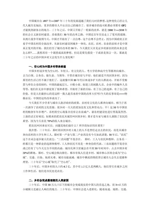 预言30年后的中国乡村
