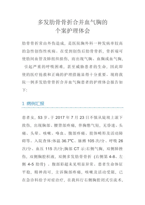 多发肋骨骨折合并血气胸的个案护理体会