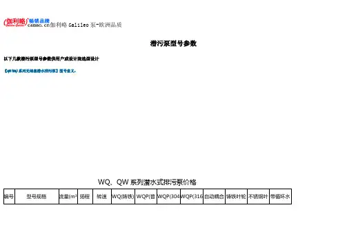 潜污泵型号参数