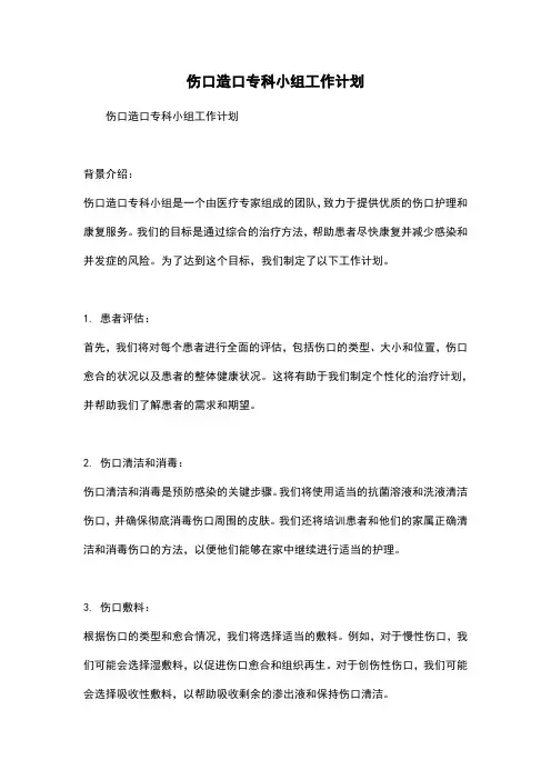 伤口造口专科小组工作计划