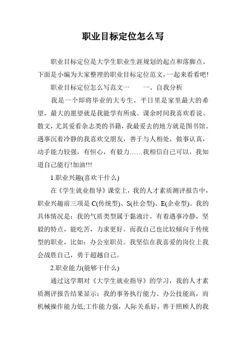 职业目标定位怎么写