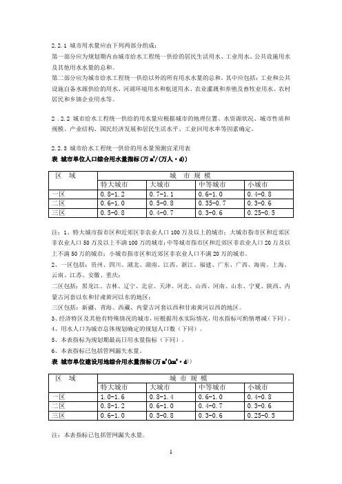 城市用水指标