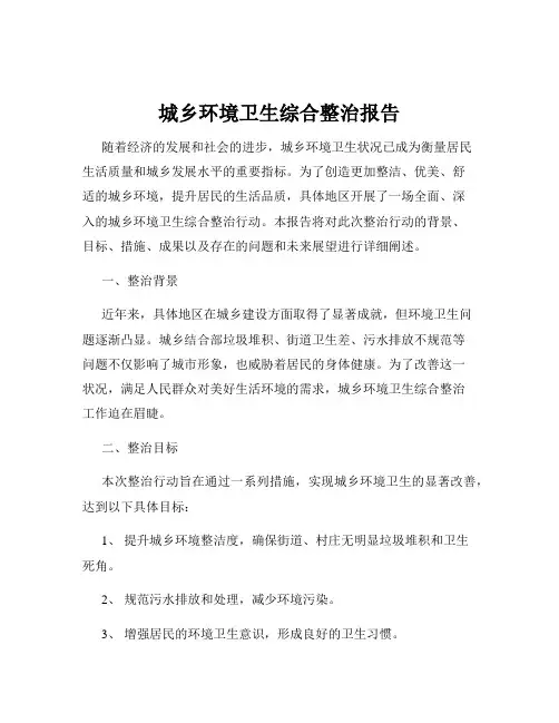 城乡环境卫生综合整治报告