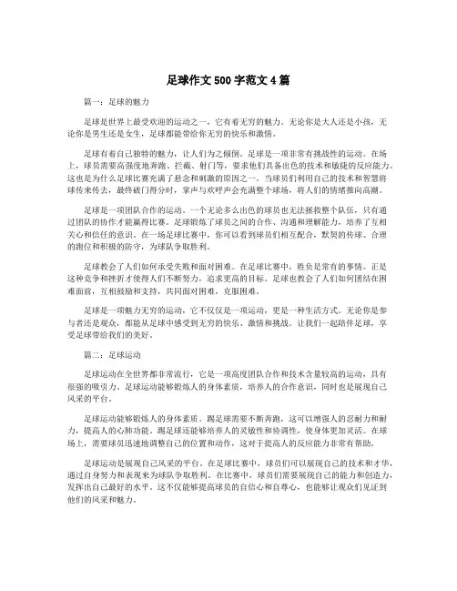足球作文500字范文4篇