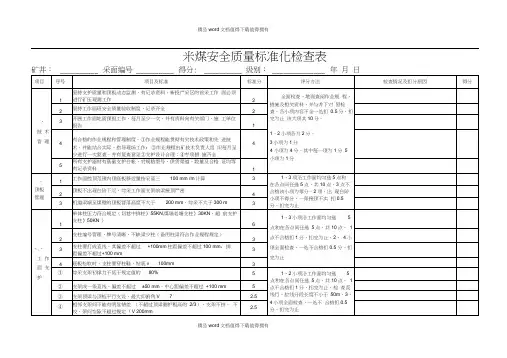 采煤安全质量标准化检查表