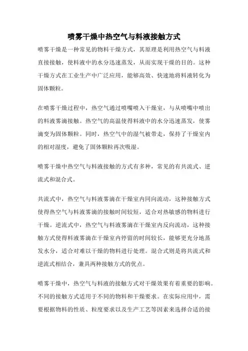 喷雾干燥中热空气与料液接触方式