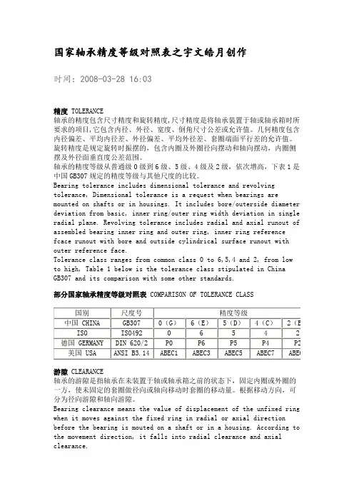 国家轴承精度等级对照表