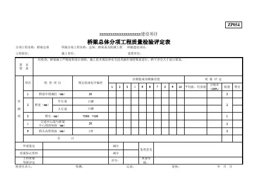 桥梁总体分项工程质量检验评定表