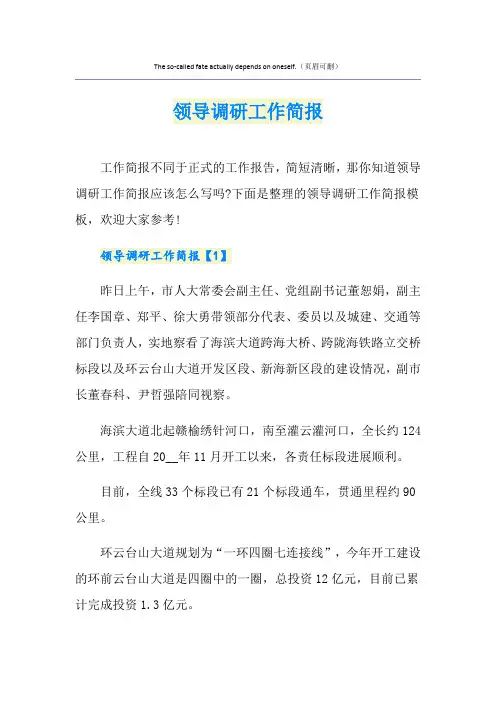 领导调研工作简报