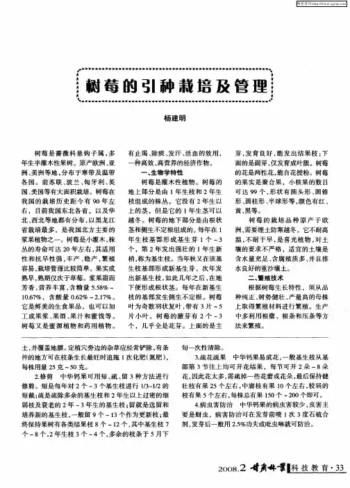 树莓的引种栽培及管理