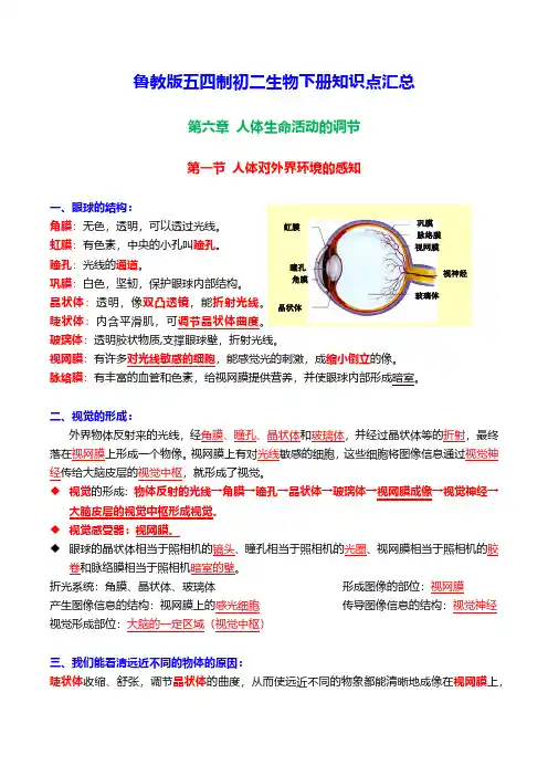 鲁教版五四制初二生物下册知识点汇总