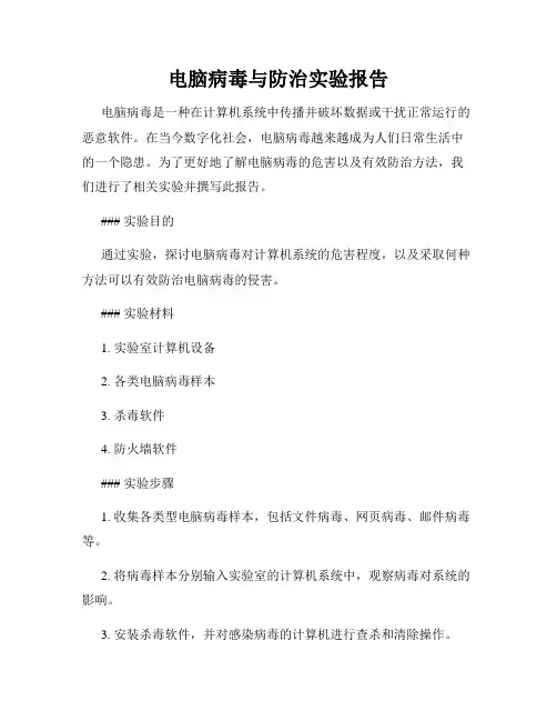 电脑病毒与防治实验报告