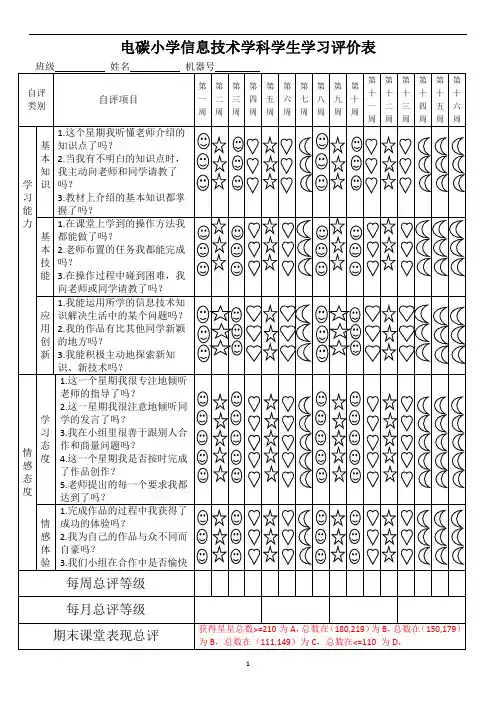 信息技术评价表