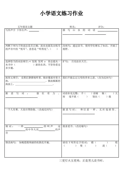 五年级语文课堂拓展精选练习I (32)