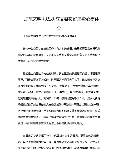 规范文明执法,树立交警良好形象心得体会