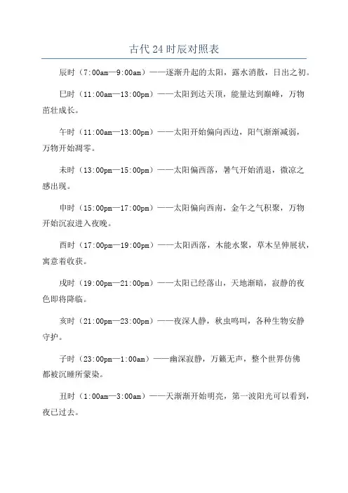 古代24时辰对照表