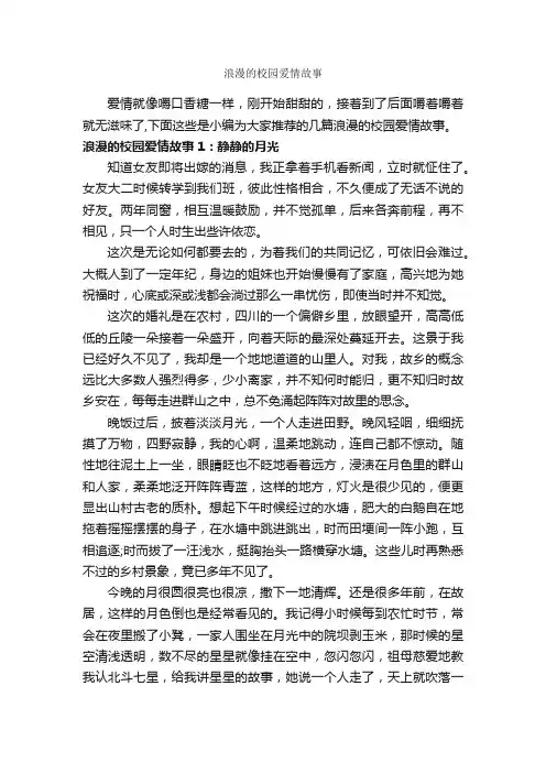 浪漫的校园爱情故事_爱情故事