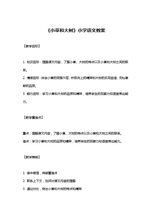 《小草和大树》小学语文教案